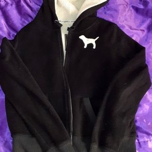 "Love pink" jacket, size:Large, brand:pink, color:black and white